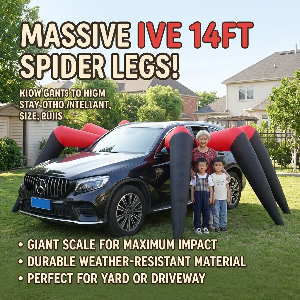14FT Halloween Inflatable Spider Legs for Car Decoration Giant Blow Up 8 Spider Legs with Built-in LED Lights & Car Plug, Outdoor Yard Decor for Trunk-or-Treat Party Garden Inflatable Toys for Kids USA Stock Halloween Prop Spooky Outdoor Decorations