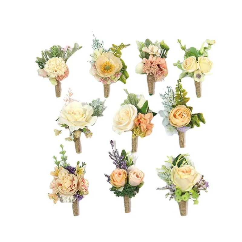 BAIFUMINGYI Champagne コサージュ Rose Aritifical Flowers Wrise Corsage Bride Boutonniere Marriage Bridesmaid boutenniers wedding