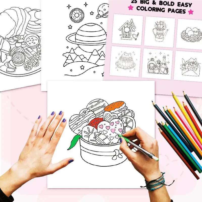 Malbücher für Kinder und Erwachsene, Stressabbau-Spielzeug, 22 Seiten, einseitig bedruckte Bücher, Eltern-Kind-Interaktion, Zeichenspielzeug