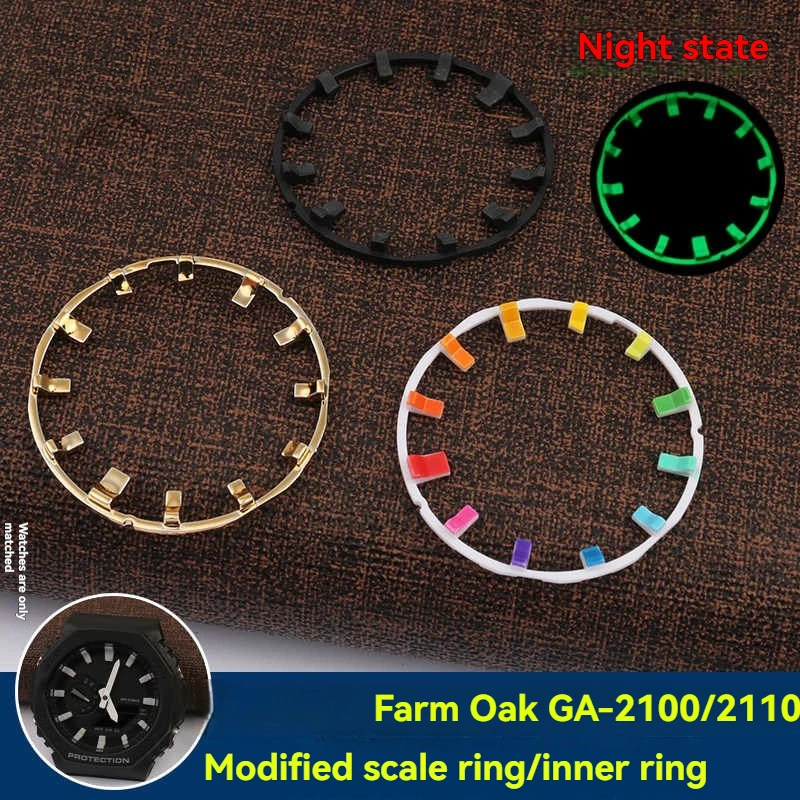 For Casio GA2100/2110 dial accessory ring with oak tree night light scale ring and dial bezel