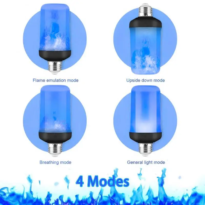 E26 E27 LED Flame Bulb 4 Modes Fire Lamp Emulation Corn Bulb Flickering B22 LED Dynamic Flame Effect Light 6W AC85V-265V