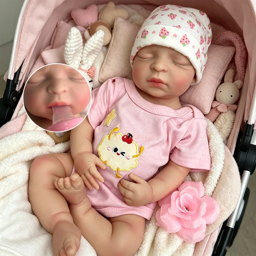Handmade 44cm Open Mouth Flexible Silicone Reborn Girl Realistic Weighted Emotional Support Doll for Dementia Patients