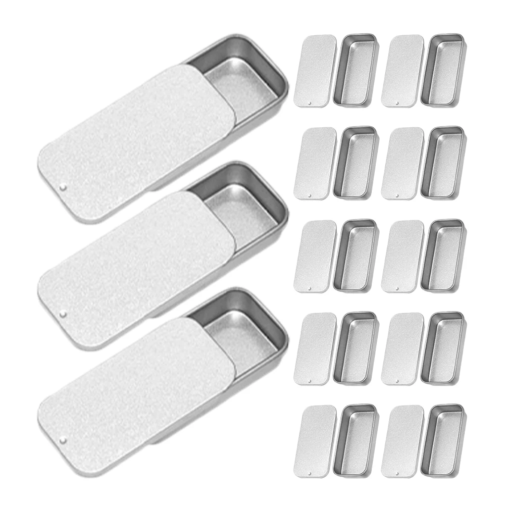 

18pcs Balm Boxes Tinplate Empty Containers 50X25X10mm Matte Silver Metal Tins Small Gift Jewelry Case Candy Tin Storage