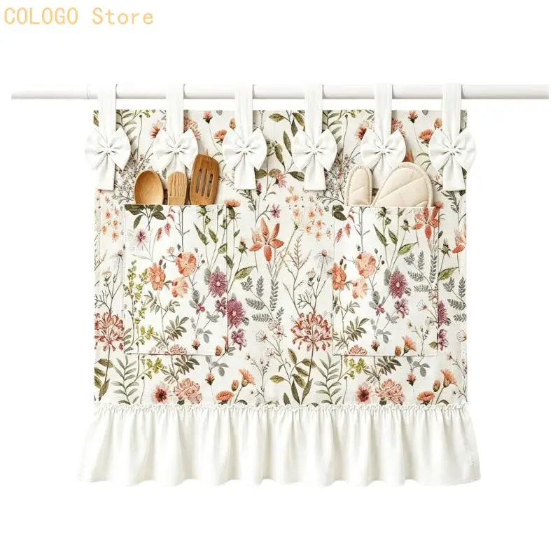 Oven Handle Curtain with 6 Wrap Hanging Tabs for Kitchen Appliance D0LD