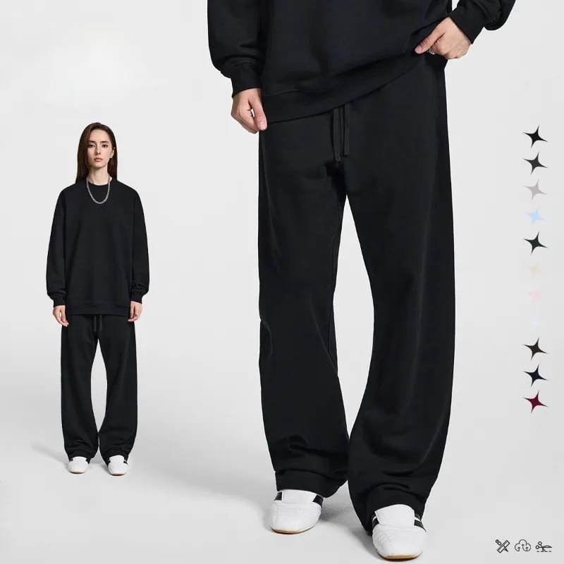 

Новая осенне-зимняя коллекция, 430 г, модные свободные повседневные спортивные штаны большого размера с прямыми штанинами и спортивные брюки High Street