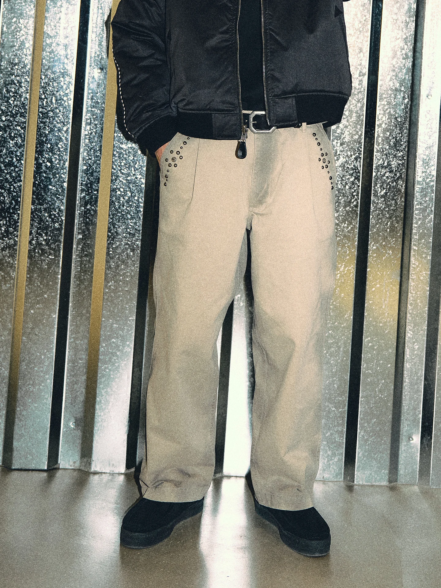 

MIDUPDATE Double Head Swallow 26SS Collaborative Worn-In Look Rivet Chino Casual Loose Casual Pants Straight Leg Cotton Jeans