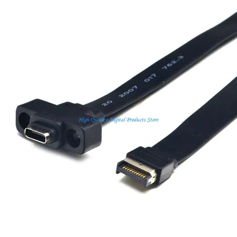 

U2JE USB 3.1 TypeE to Type C Flat Cable with Screw Holes Fast 10G For PC Front Panel