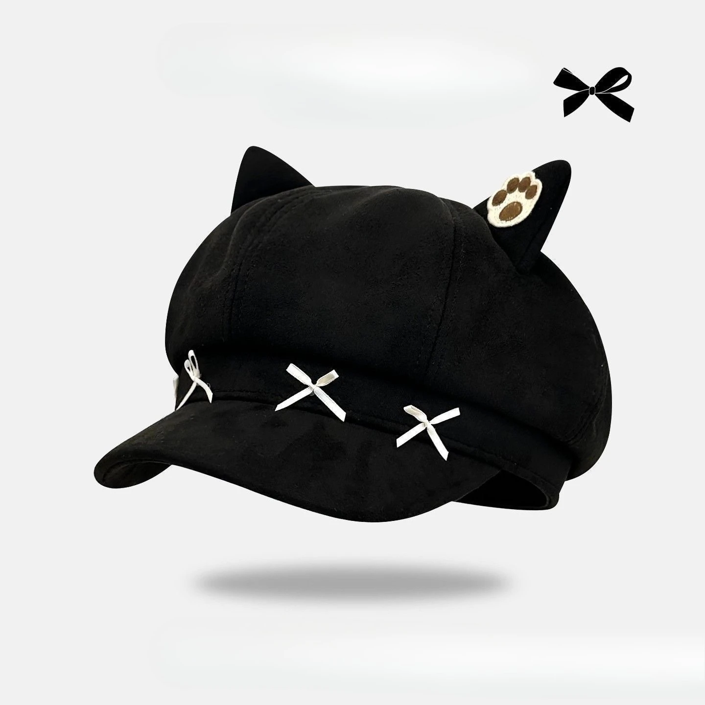 Boinas japonesas con orejas de gato de dibujos animados para mujer, boinas pequeñas Y2K para otoño e invierno, para viajes, día de invierno, dulces y versátiles