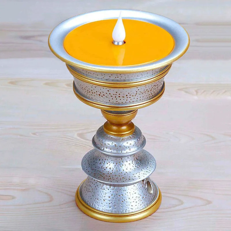 Rechargeable , perpetual light, smokeless LED Buddhist , electronic butter lamp for Buddhis