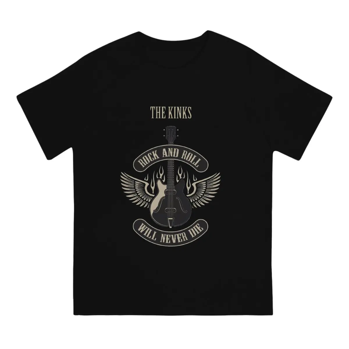 Rock And Roll Will Never Be Die Men's T Shirts T-The Kinks Fun Tee Shirt Short Sleeve Round Neck T-Shirt Cotton Birthday Gift