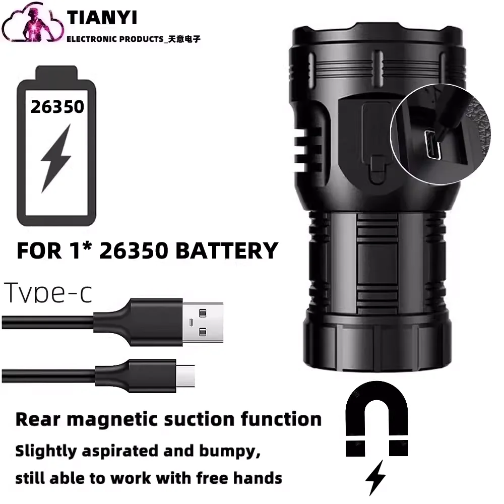 Strong and ultra bright outdoor household mini rechargeable lighting LED long-range convenient portable flashlight