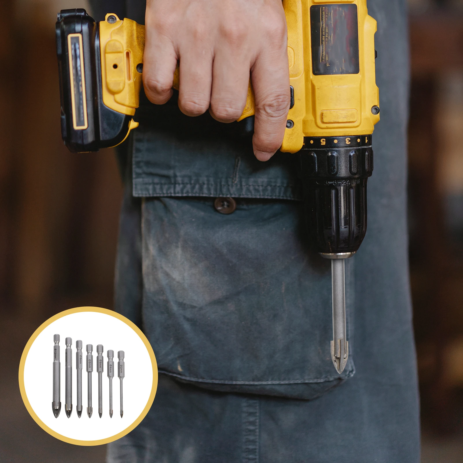 

7 pcs Carbide Tile Drill Bits 3 4 5 6 8 10 12mm Golden Cross Triangle Glass Ceramic Brick Concrete Drilling Tools