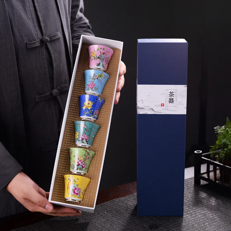 

6Pcs Blue and White Ceramic Kung Fu Tea Cup Set Porcelain Afternoon Teacup Espresso Cups Japanese Pottery Tea Bowl Coffee Cup