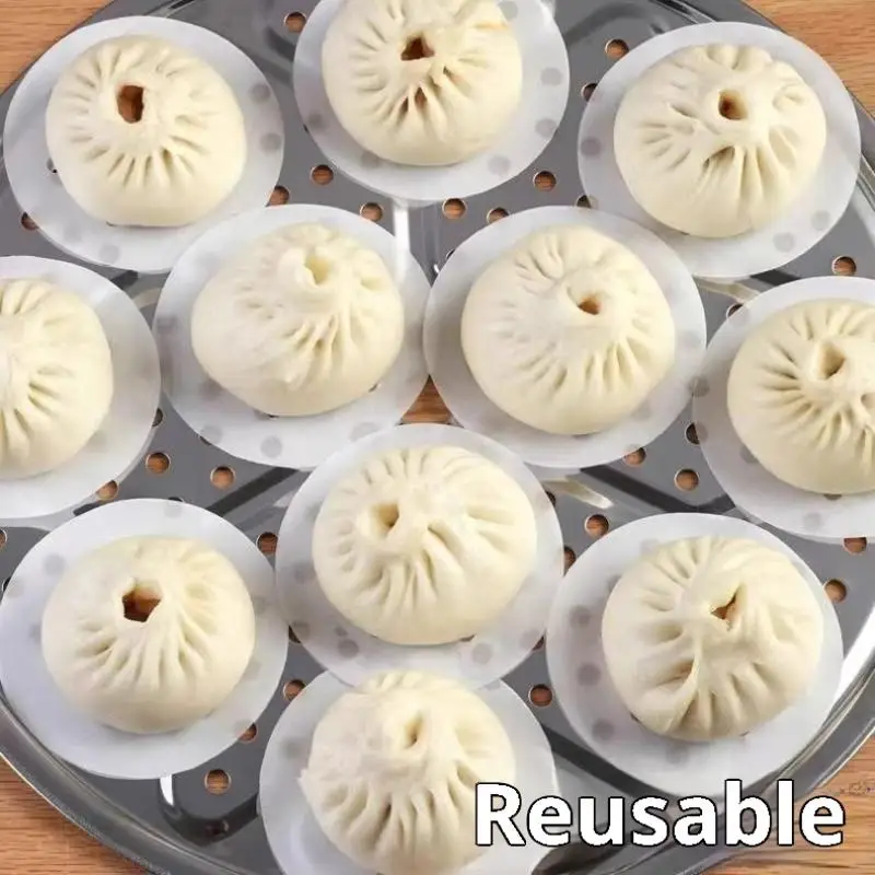 100/400 PCS Disposable Steaming Paper Baking Paper Silicone Oil Paper Non-stick Steam Resistant Paper Buns Steaming Grid