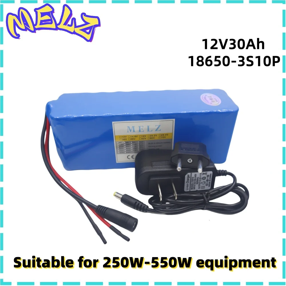 12V30Ah rechargeable lithium-ion battery, LED lights, backup camera, sound system 3S10P12V30000mah mobile power supply+charger