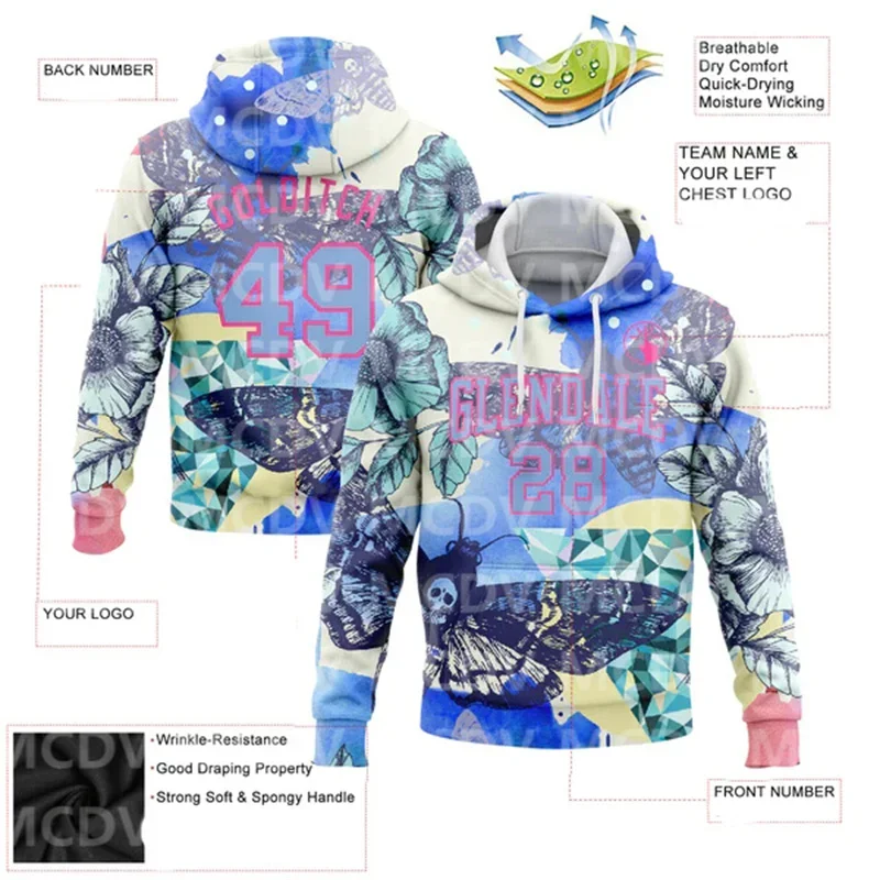 Custom Stitched White Black-Sky Blue 3D Pattern Design Tiger And Hawaii Palm Tree Sports Pullover Sweatshirt Hoodie