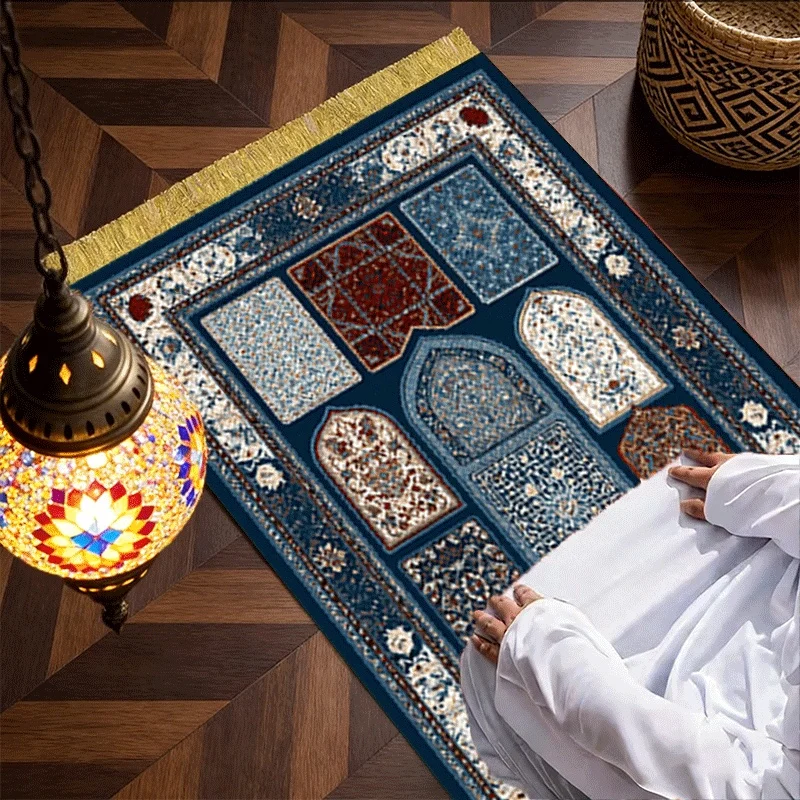 VIKAMA Persian Patchwork Pattern Muslim Prayer Mat – Washable Islamic Prayer Rug for Home, Travel, and Mosque Worship