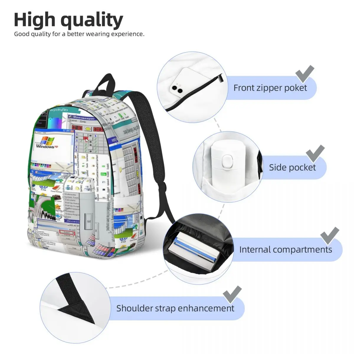 Windows XP Collage Simple and stylish backpack 2023 Hot Sale Bags