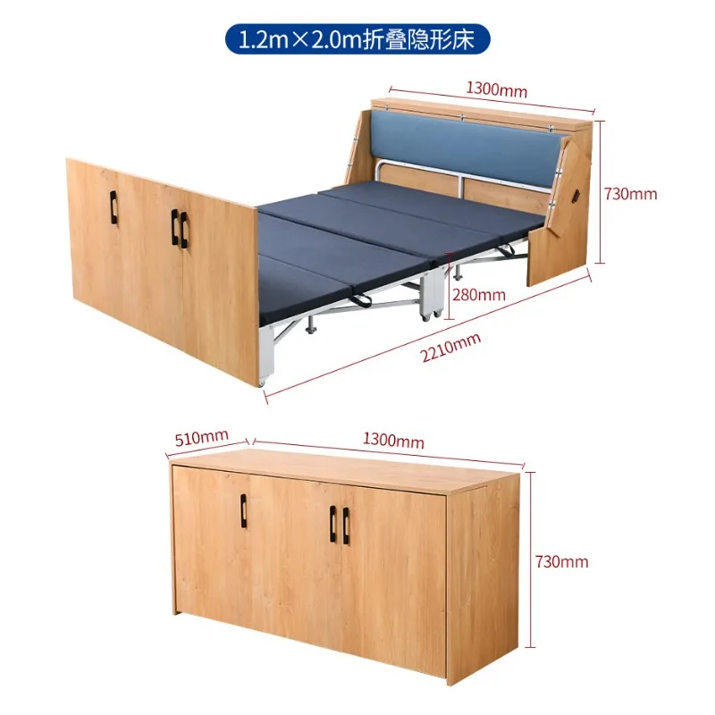 Folding bed lunch break office household single double multi-functional invisible bed small apartment retractable study table