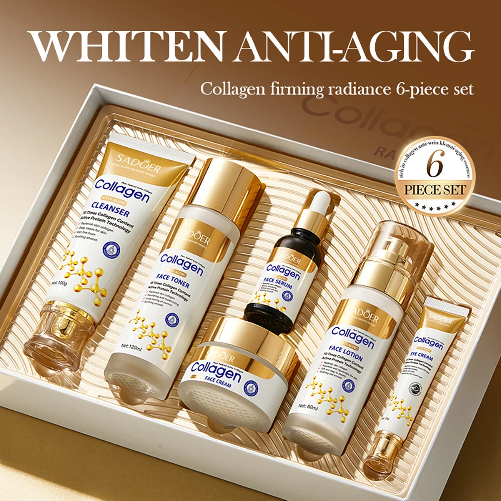 

Collagen Face Cream Skin Repair Damaged Moisturizing Face Toner Lotion Eye Cream Firming Lifting Brighten For Face Skin Care Set