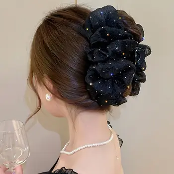 Letní sladké síťované tylové sponky do vlasů s velkou mašlí pro ženy, jednobarevné elegantní mašle, sponka do culíku, nové doplňky do vlasů 10 nejlepší prodej velké sponky do vlasů - №9