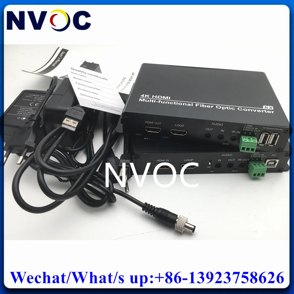 4K HDMI Multi-function Fiber Optic Converter With KVM USB/RS232 Data/IR/3.5mm Audio,Uncompressed 4096x2160@30Hz HDMI Transceiver