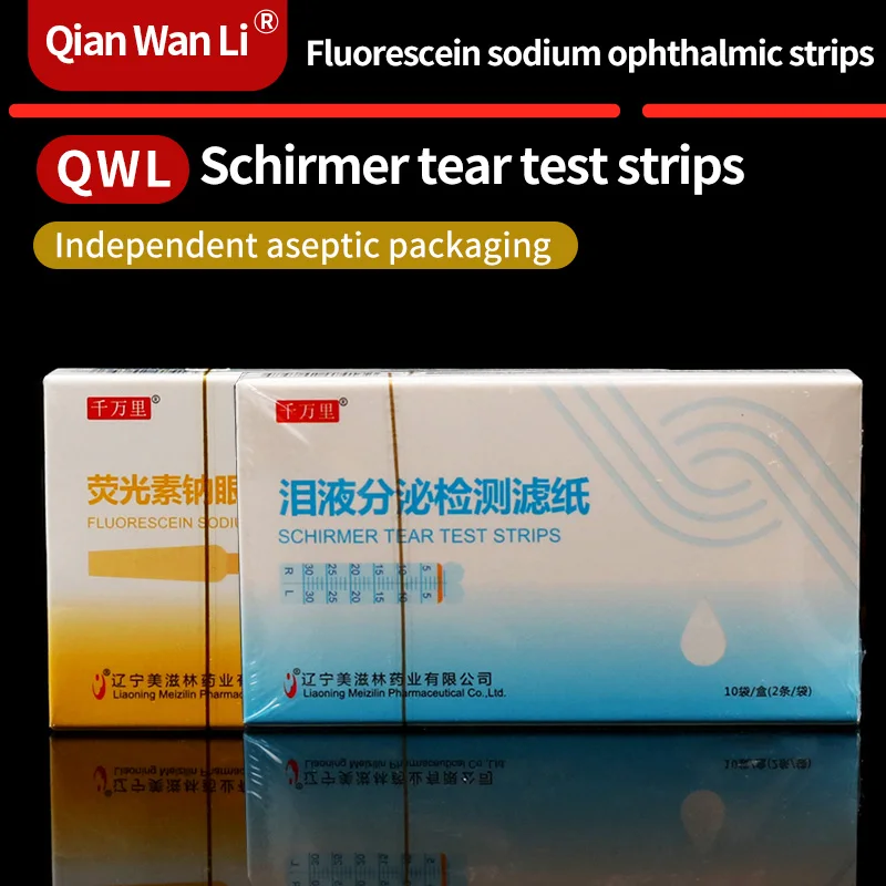 Striscia fluorescente oftalmica medica carta reattiva per il rilevamento degli occhi carta da filtro per il rilevamento degli strappi artificiali striscia di carta per il rilevamento degli occhi