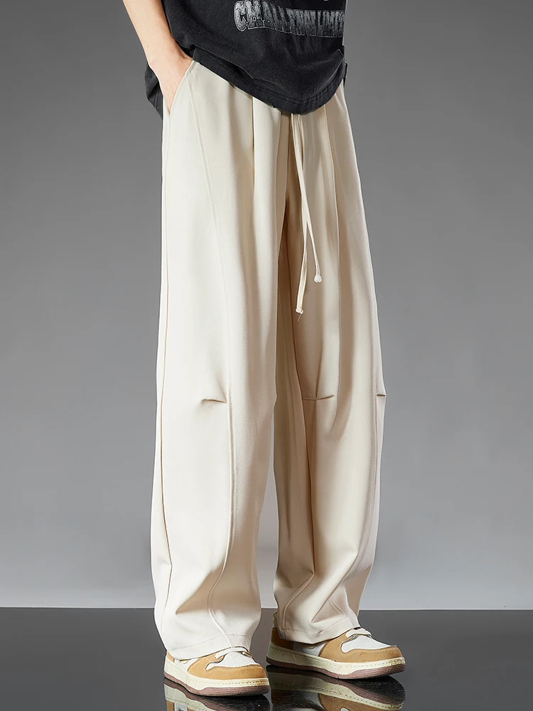 

Summer Thin Men's Casual Pants Loose Wide Leg Qui Dry Versatile Straight Leg Long Trousers American Drape Sportswear