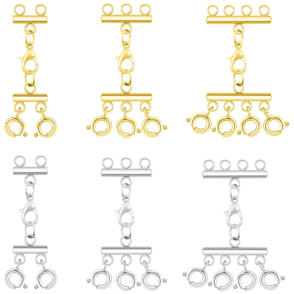 

Multi Strand Necklace Layering Clasp, Necklace Layering Clasp 18K Gold and Silver Multi Strand Clasps for Stackable Necklaces