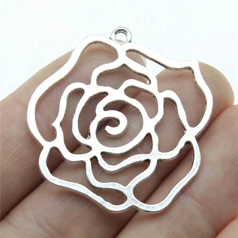 Fashion Rose Flower Pendant Jewelry Making Flower Beads with Loop Earring Dangle Pendant 3D Flower Charm Party Favor