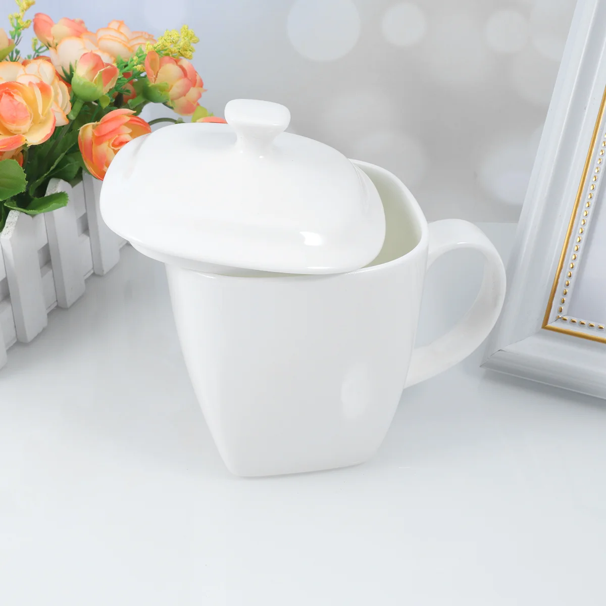 

Premium Ceramic Mug Pure White Coffee Milk Tea Cup Heat Resistant Handle Exquisite Design Good Companion Everyday Use 501-600ml