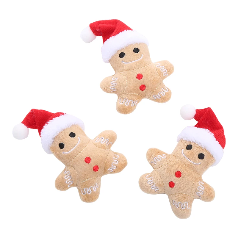 Christmas collection cute cat toys Christmas hat gingerbread man bite resistant teeth interactive play pet supplies