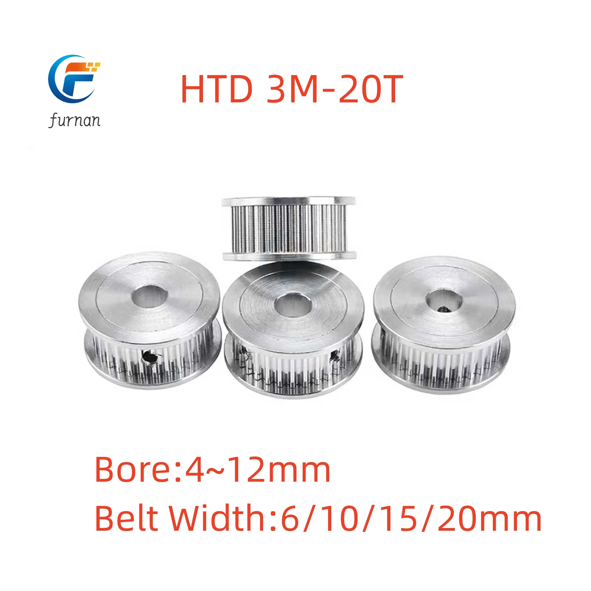 

AF Type 20Teeth HTD 3M Timing Pulley Bore 4/5/6/6.35/8/10/12 mm for 6mm 10mm 15mm 20mm Width Belt Used In Linear Pulley 3GT