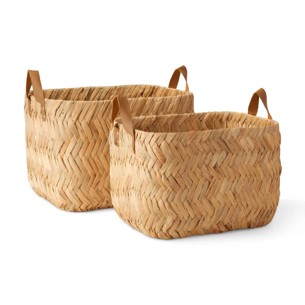 

Leather Storage Baskets Set of 2