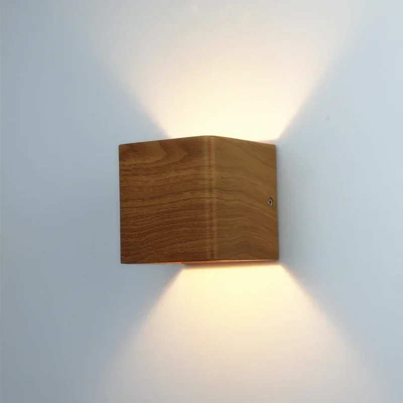 Wood Grain Led Wall Lamp  100~240V Aluminum Up Down Light Bedroom Living Room Wall Lights New Design warm white
