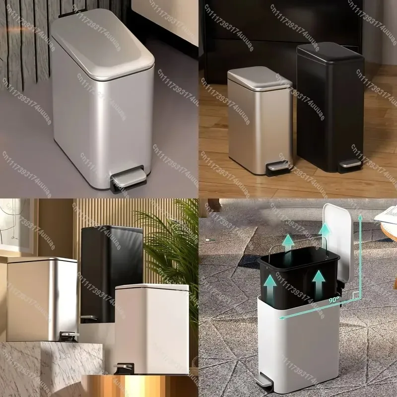 Stainless Steel Pedal Trash Can with Lid Anti Odor Waste Bin for Modern Kitchen Bathroom Luxury Home Decor Foot Operated