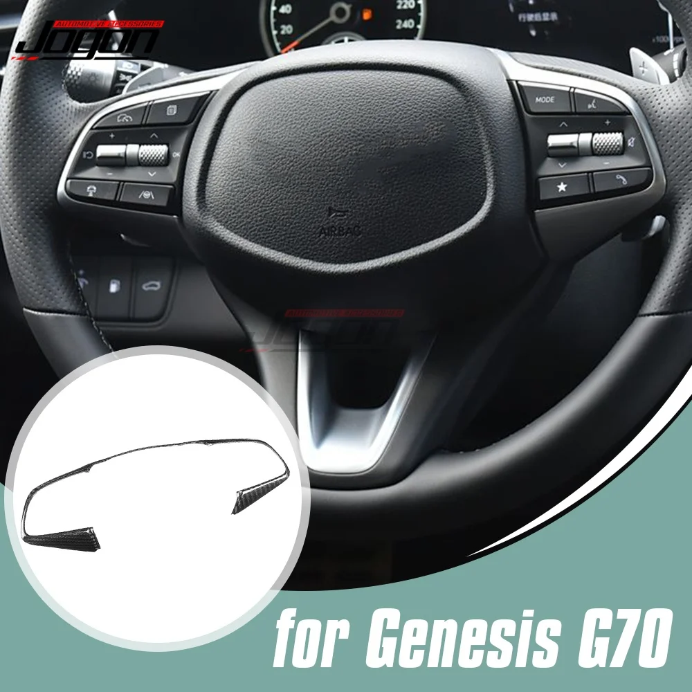 

DRY Carbon Fiber Car Interior Steering Wheel Strip Cover Sticker Trim Accessories For Genesis G70 2017 2018 2019 2020 2021-2024