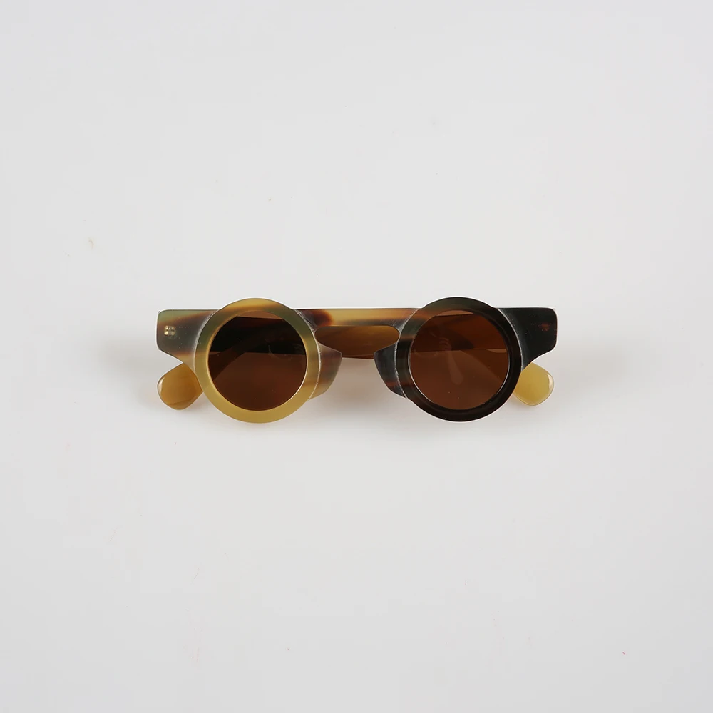 Men Sunglasses Women Unique Round Stripes Unique Handmade Natural Horn Sunglass Men Polarized Glasses Luxury Fashion Eyeglasses