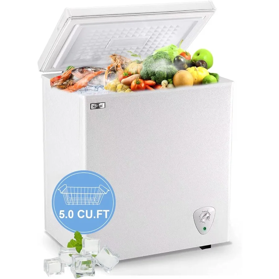 

WANAI Chest Freezer 5.0 Cu.Ft Compact Chest Freezers with 7 Adjustable Thermostat Top Open Door Freezer Compressor Cooling with