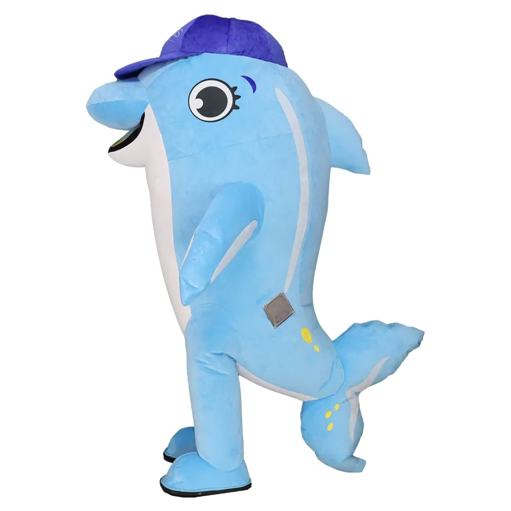 Cartoon Dolphin Inflatable Costume Mascot Parade Adult Character Cosplay Halloween Circus Party Event Set