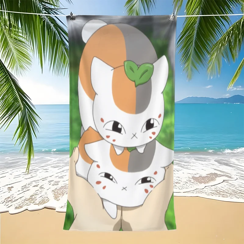 Anime Cat Towel Quick Dry Lightweight Polyester for Beach Pool Yoga Travel – Cute Kawaii Design Fan Gift
