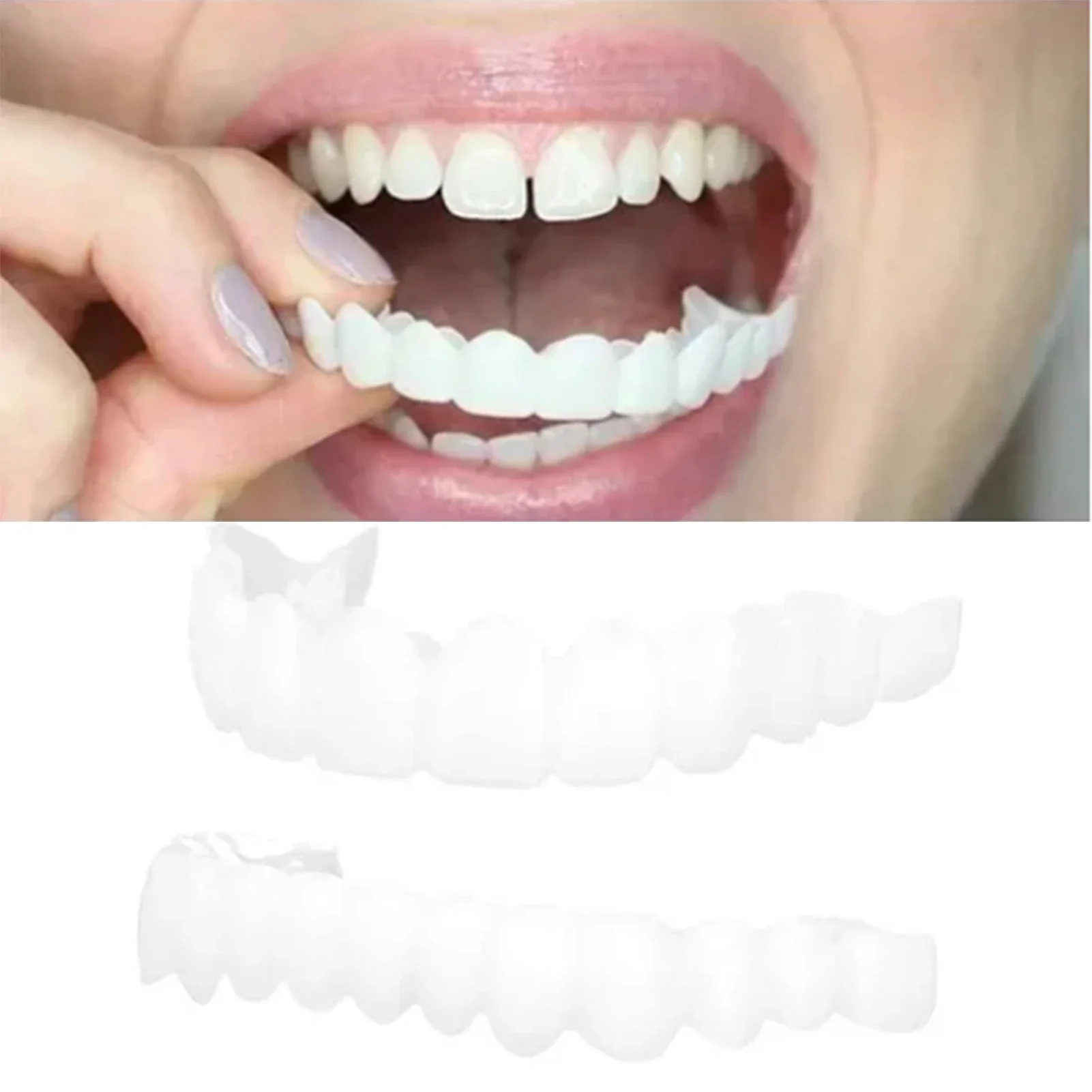 

Sdottor Fake Teeth Braces Upper Lower Imitation Artificial Non Porous Whitening Temporary Dentures With Holder