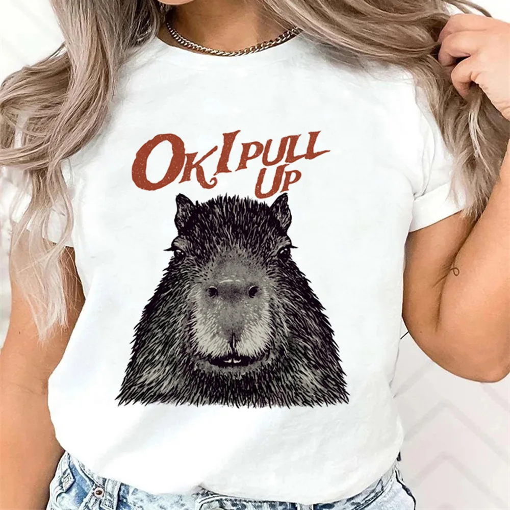 Capybara top women comic anime manga t-shirts female comic clothes