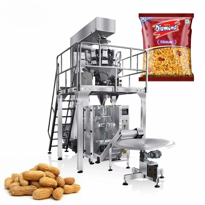 Máquina Automática Vertical para Empacar y Pesar Frutos Secos y Pistachos en Bolsas de Plástico con Sellado Trasero