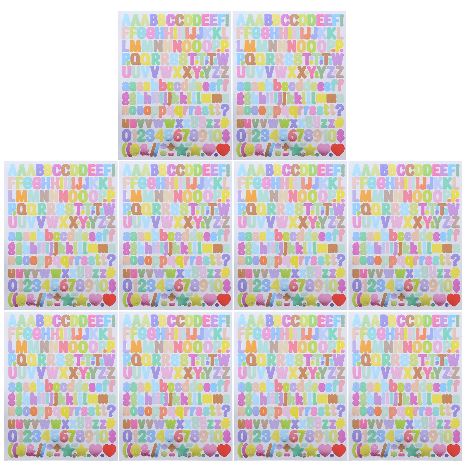 10pcs Colorful Scrapbook Letters Lettering For Crafts Vinyl Alphabet Letters Numbers Self Adhesive Scrapbook Crafts
