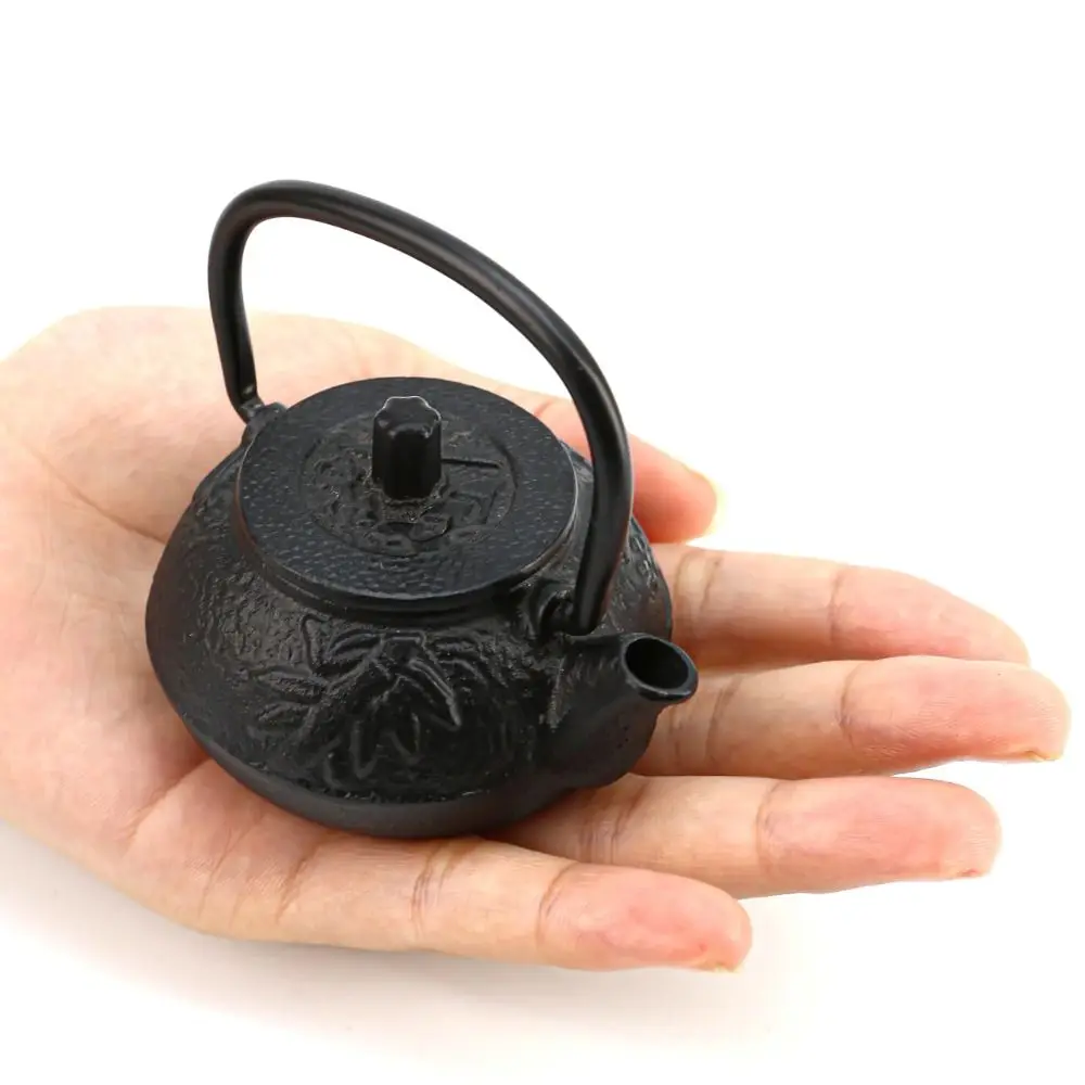 50ml Mini Cast Iron Teapot Copper Handle Ergonomic Palm-Sized Tea Kettle Traditional Elegant Imitation Japanese Kettle
