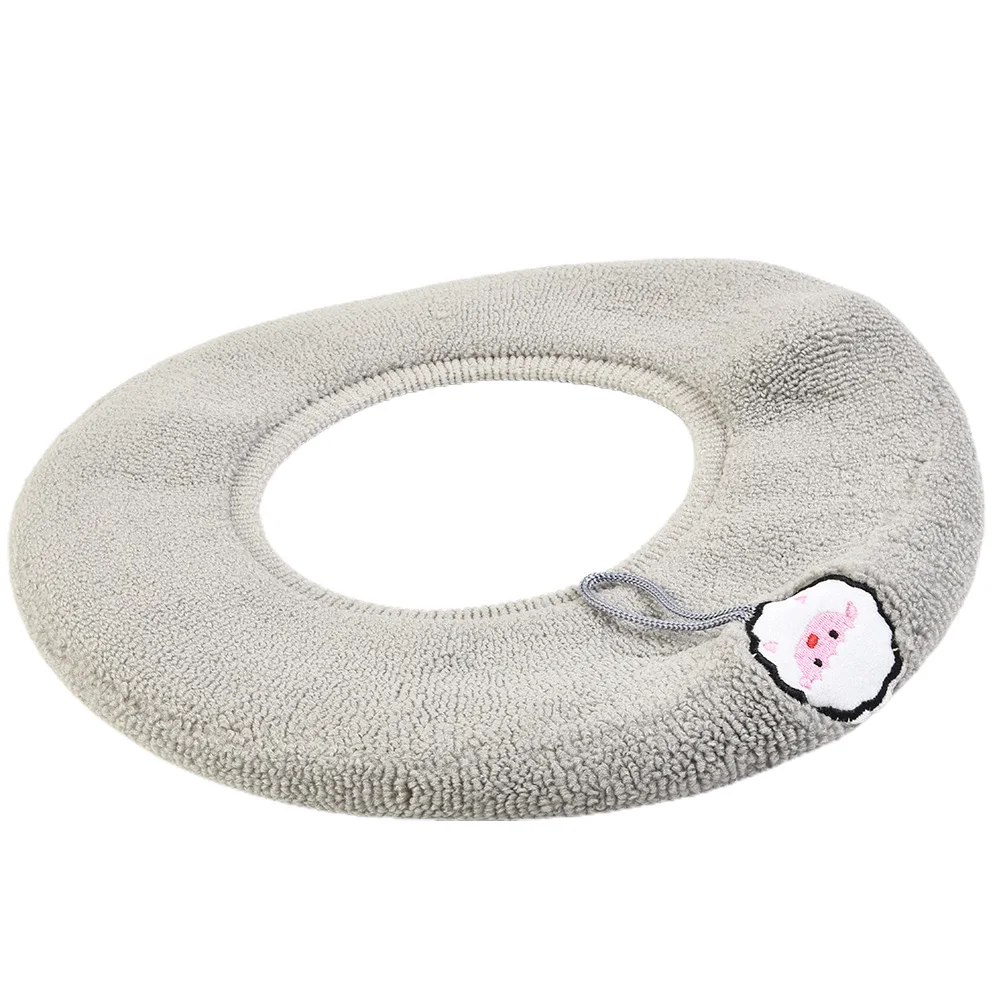 Toilet Seat Cover Mat Pad Constructed from Stretchy Spandex with Hook Fastening for Warmth Comfort and Hygienic Use
