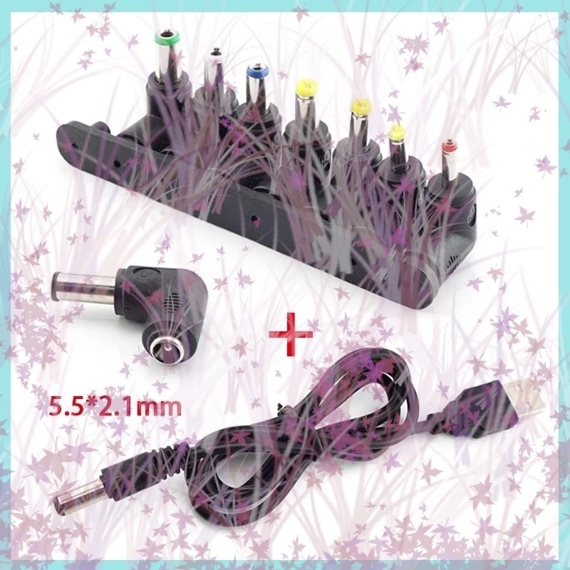 5.5*2.1mm Connector DC Charging Power Cord USB To  Multifunctional DC Plug Male 8-in-1 Charging Cable 5V Charger Power Cable B2