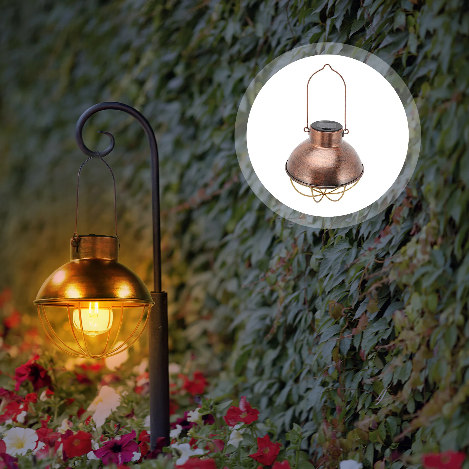 

Hanging Solar Lamp Outdoor Wrought Iron Waterproof Light Garden Courtyard Wall Decor Solar Powered Energy Saving