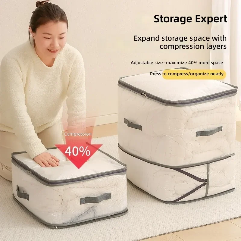 

Large Capacity Mesh Storage Bag for Clothes Blankets Down Jackets Cotton Quilts Moisture Proof Dust Proof Organizing Bag